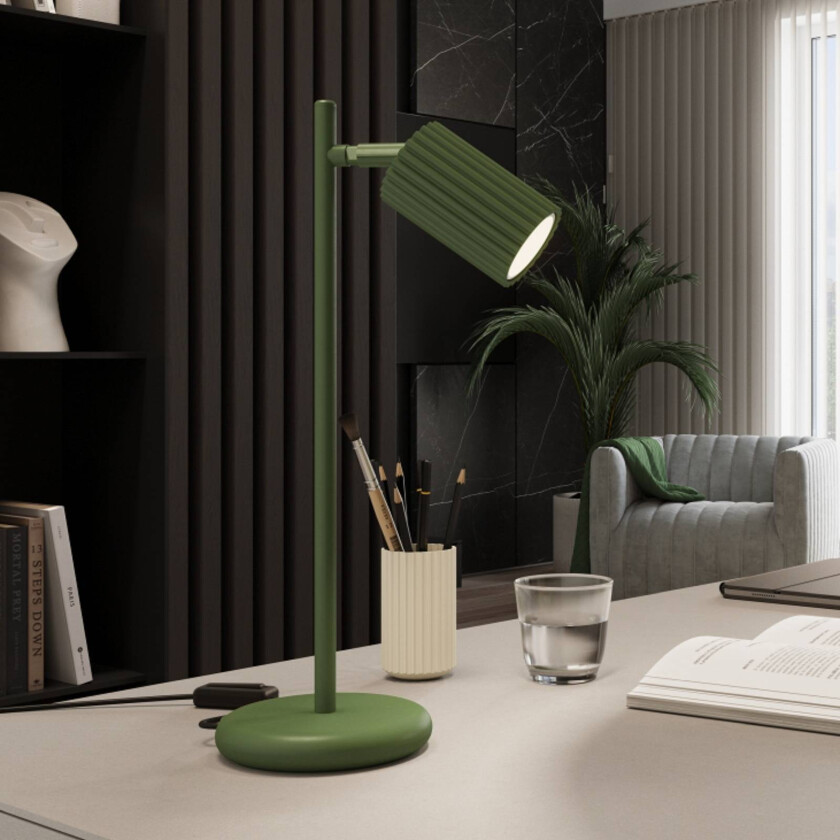 Bordlampe ALORA, høyde 43 cm, olivengrønn, metall, GU10
