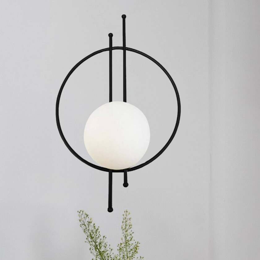 Vintoise vegglampe, svart, glass/metall, høyde 55 cm