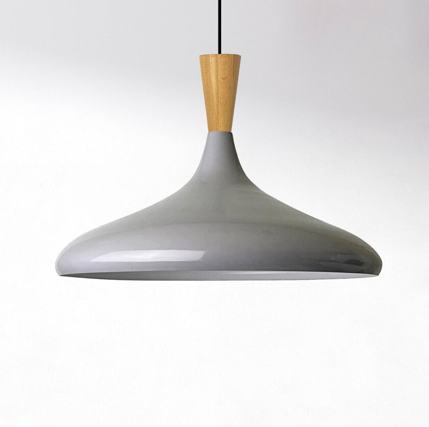 Chris hengelampe, grå/hvit, Ø 35 cm, metall