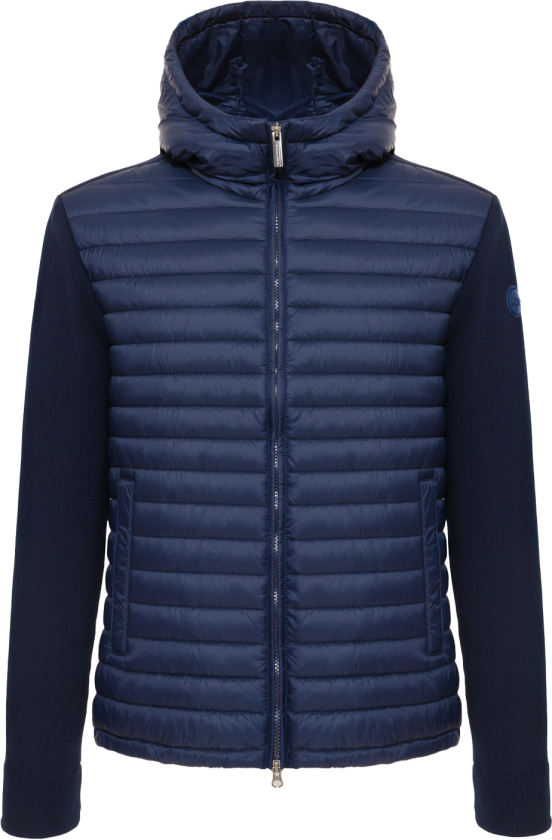 Men's Hybrid Padded Jacket With Hood Navy Blue