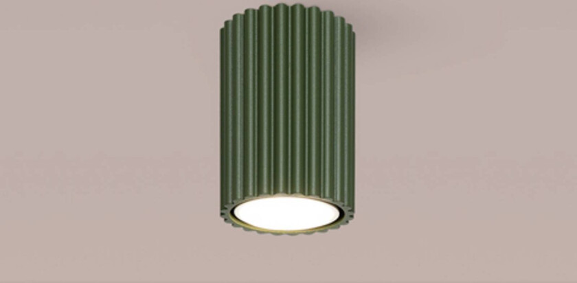 Taklampe ALORA, olivengrønn, Ø 7 cm, metall, GU10