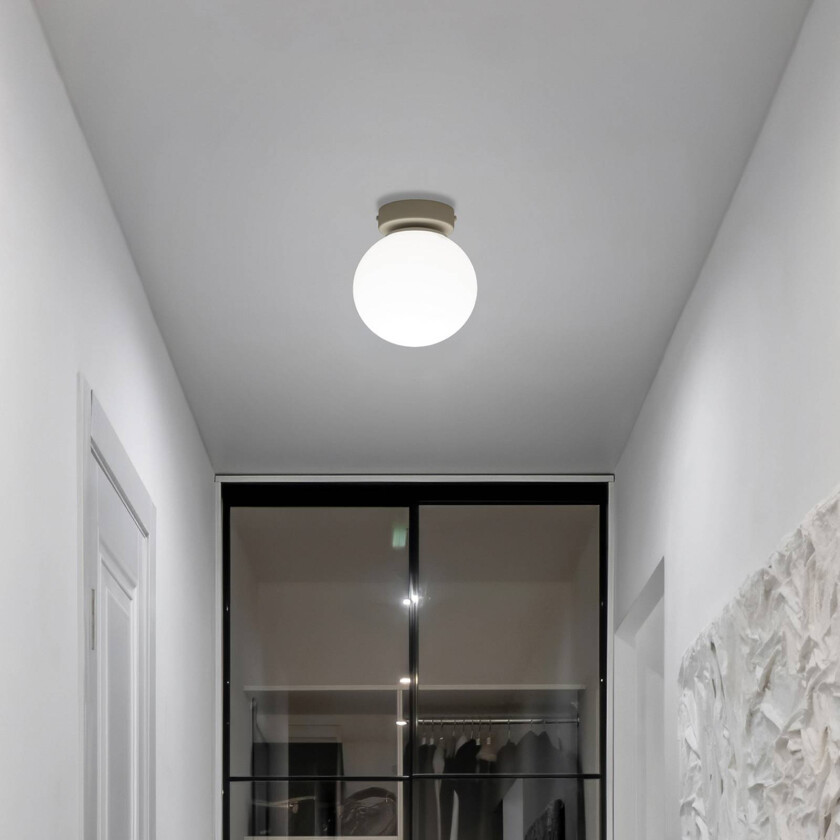 Taklampe Moonlight, sandfarget, glass/metall, 1 lyskilde