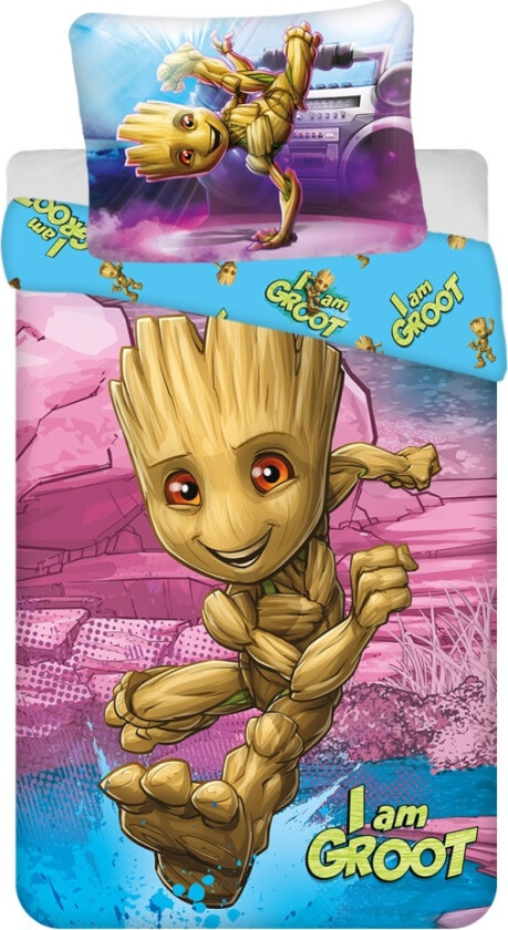 Guardians of the Galaxy sengesett I am Groot 140x200 cm, 70x90 cm