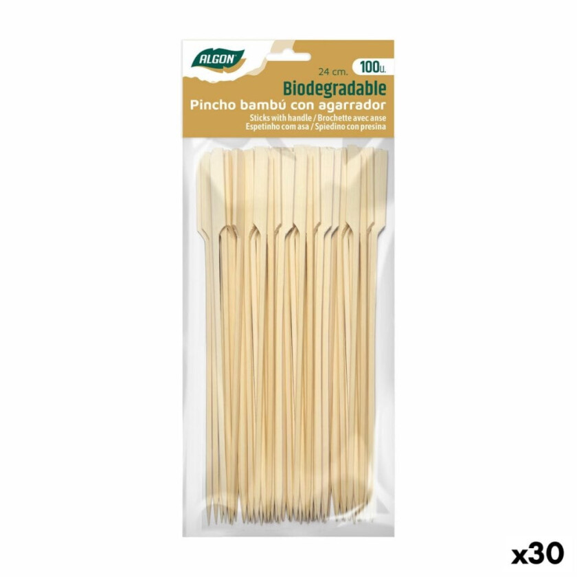 Bambus-tannpirkere Algon 24 cm Sett 100 Deler (30 enheter)