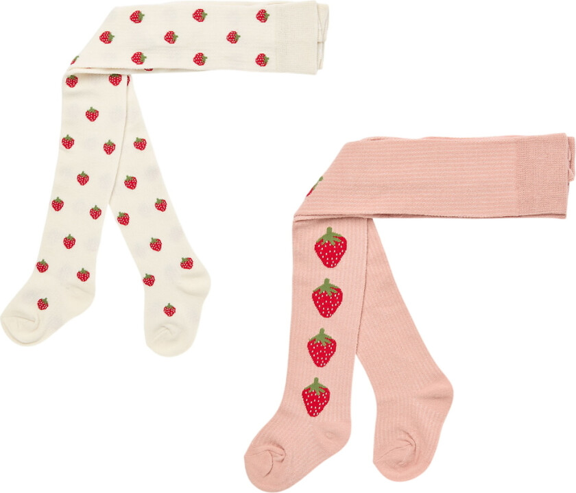 Strømpebukser - 2-pack - Vera - Pointelle Berry - - 6-7 år (116-122) - Strømpebukser