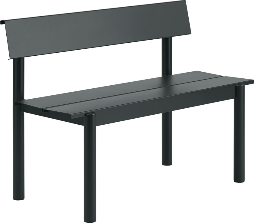 Linear Benk Med Ryggstøtte 110 Cm - Benker Galvanisert Stål Sort - 30864