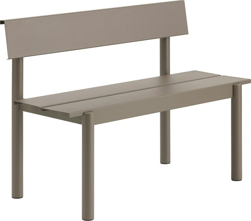Linear Benk Med Ryggstøtte 110 Cm - Benker Galvanisert Stål Taupe - 30885