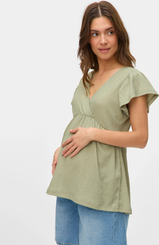 Mlcaileen Tess Ss Jrs Top 2F - Khaki green - XL