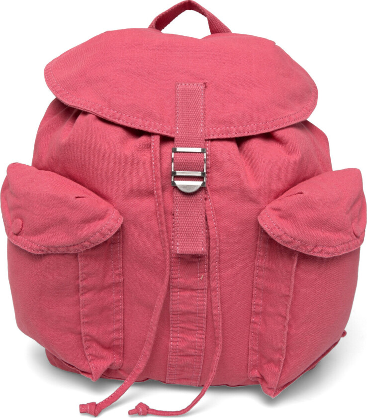 Flap-Top Canvas Backpack - Pink - ONE SIZE