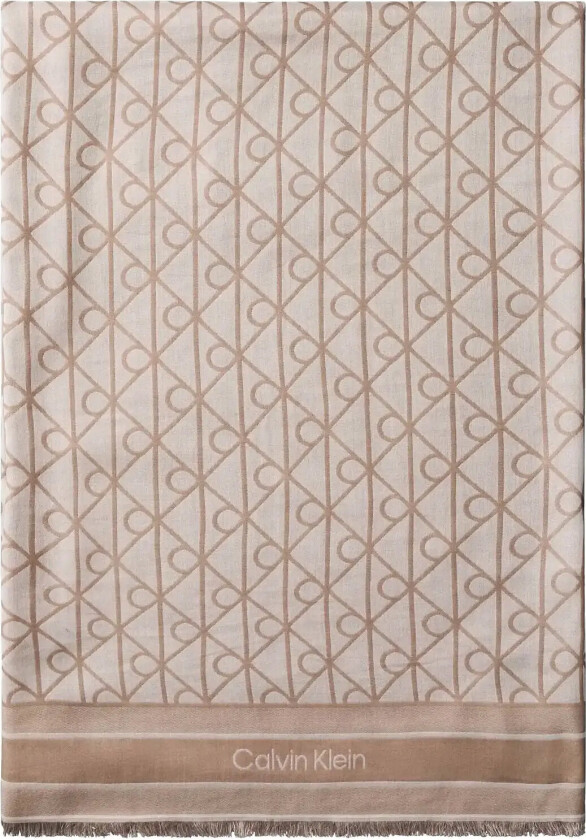 Bilde av Emblem Aop Jacquard Square Scarf - Beige - ONE SIZE
