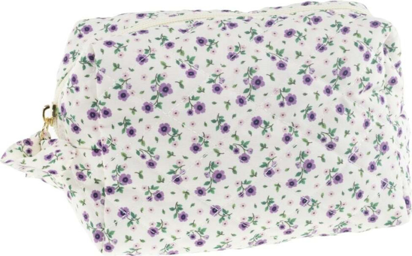 Toiletry Bag White w/Purple Flowers