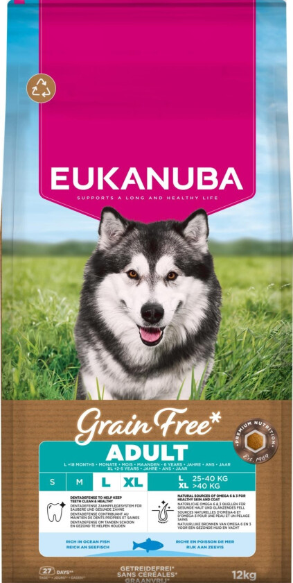 Eukanuba Adult Large and Extra Large Breed Grainfree Havfisk - 3kg
