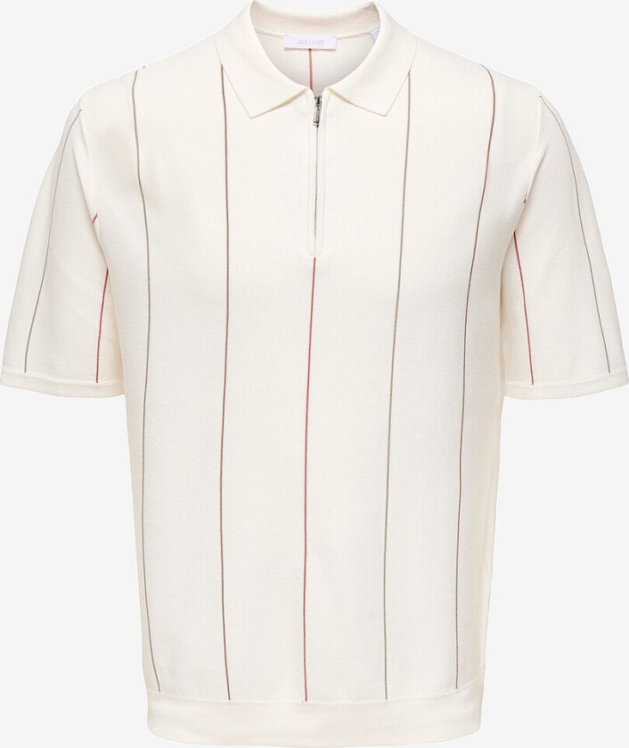 Pologenser onsWyler Life Str Reg 14ss Zip Polo - Hvit