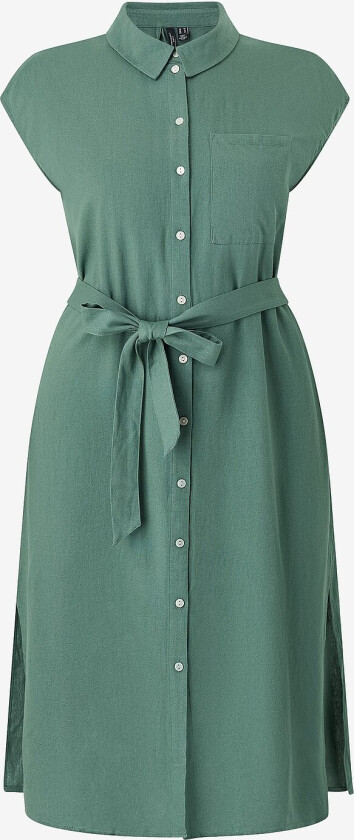 Skjortekjole vmcMymilo SL Calf Shirt Dress Wvn G - Grønn