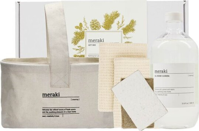 Gavesett rengjøringskitt med kurv,oppvaskklut,svamp og oppvaskmiddel 1L beige