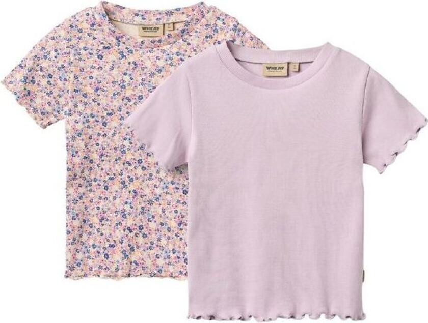 Bilde av Alicia 2-pack ribb t-skjorte til barn, Pink Blue Flow.