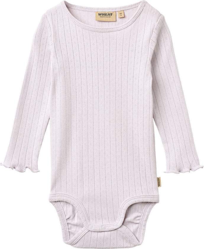 Body I/e - Rib/Hullmønster - Rie - Purple Light - - 68 - Langermet Body