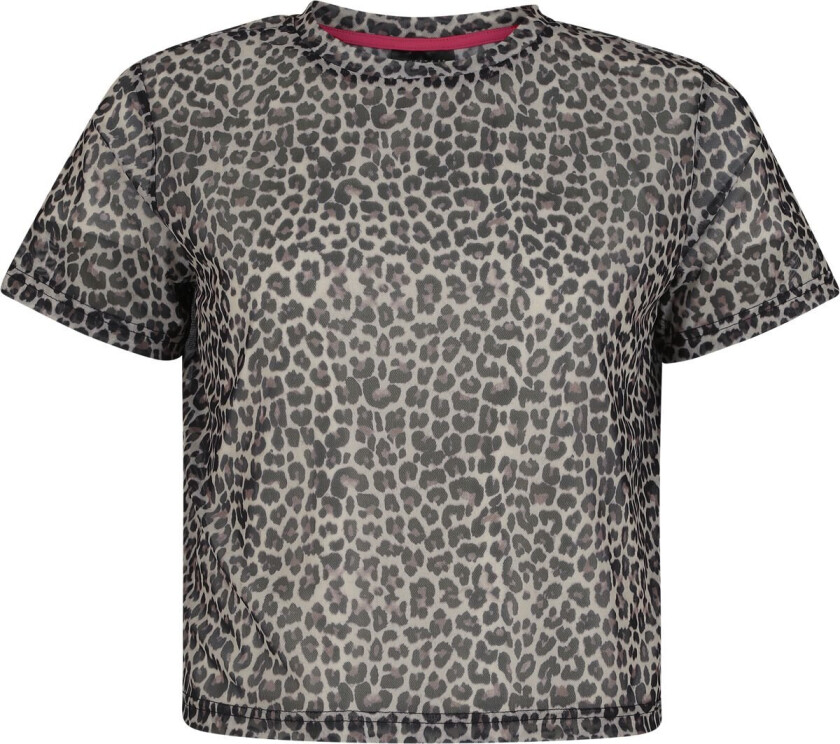 Rockabilly T-skjorte - Kort Mesh-topp med Leopard-trykk - S til XXL - Damer - flerfarget