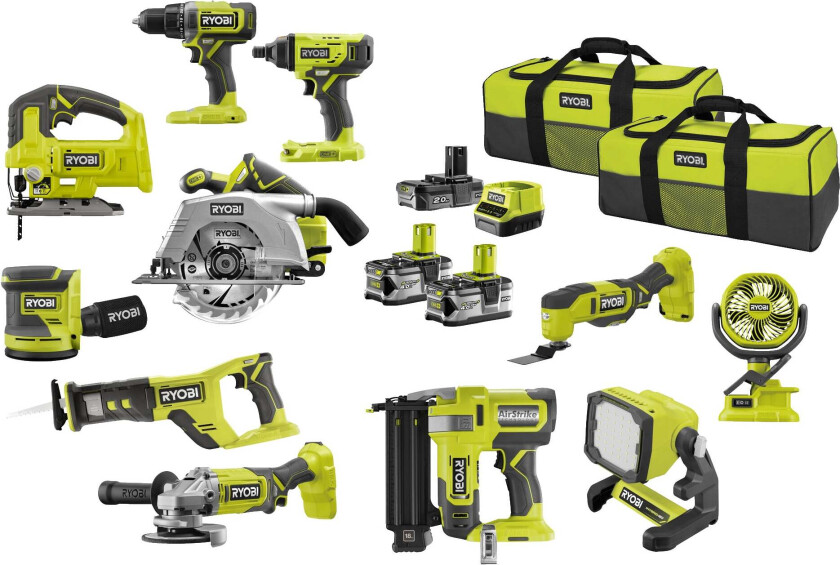 Verktøysett 17 deler 18 V 2x4,0 Ah 1x2,0 Ah