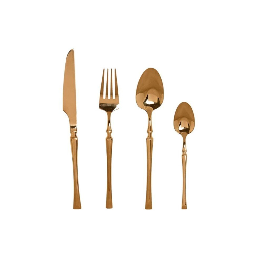 Bestikk Home ESPRIT Gyllen Rustfritt stål 3 x 1,5 x 15 cm 16 Deler