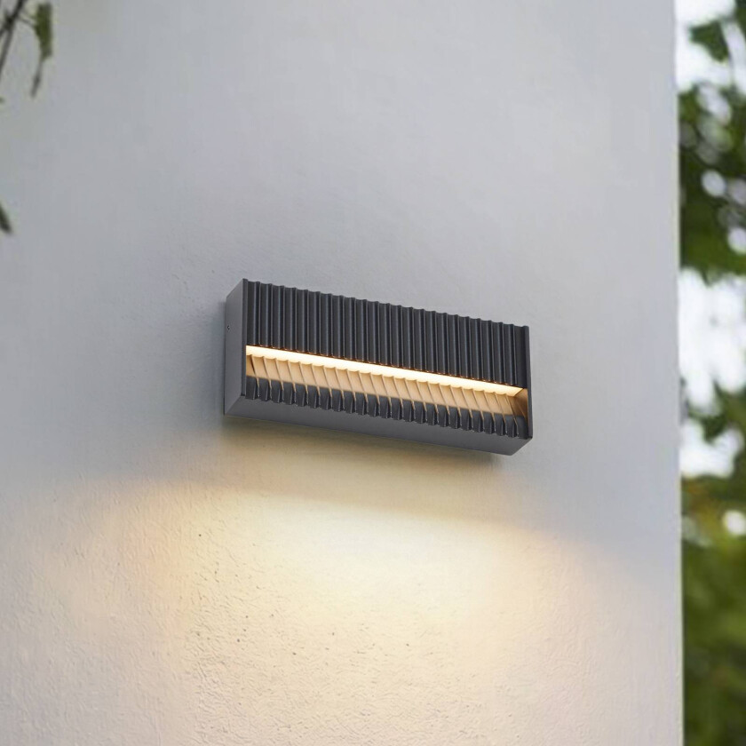 Lucande utendørs LED-vegglampe Tavion, 25 cm, antrasitt, IP65