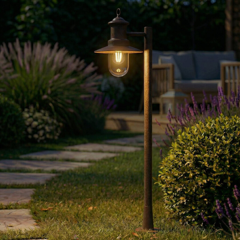 Lindby veilampe Eloretta, rust, 110 cm, stål, IP44, E27