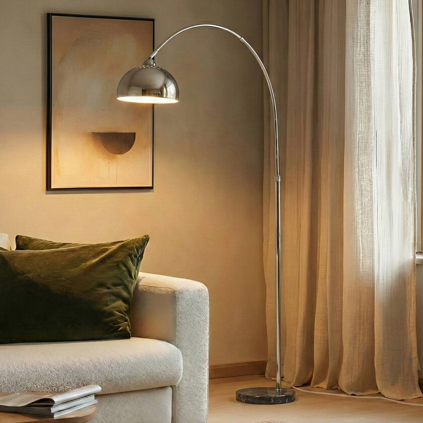 Lindby gulvlampe Tonka, krom, metall/marmor, 185 cm, E27