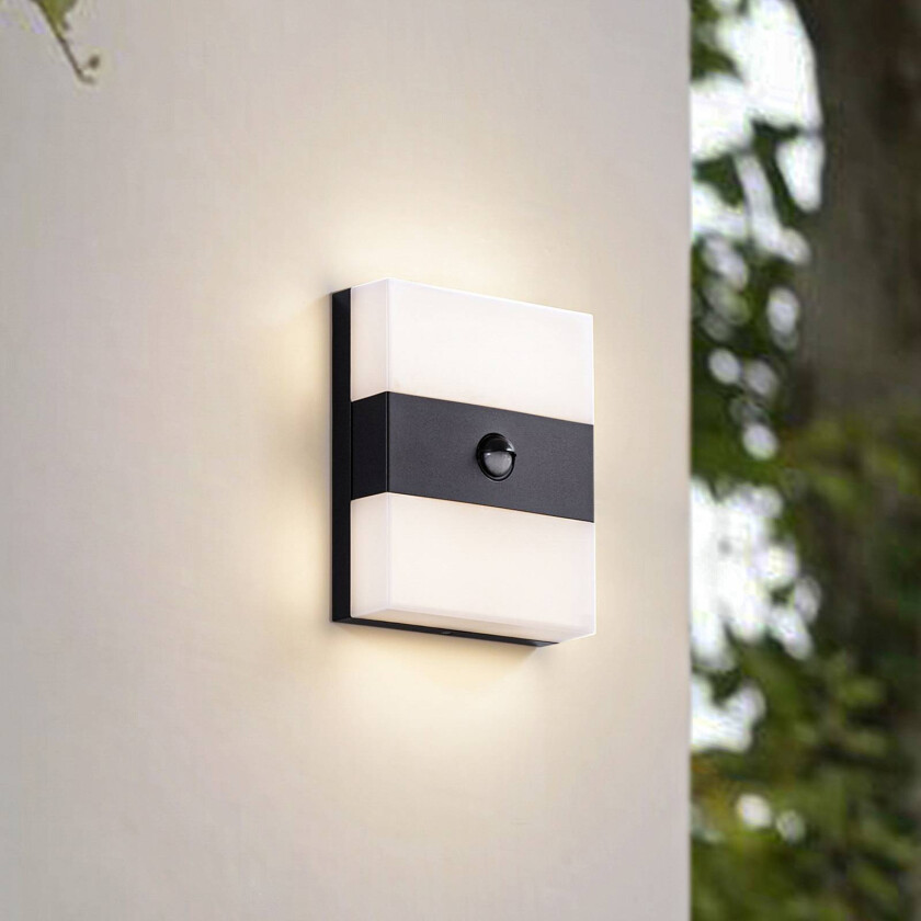 LED-utendørs vegglampe Teekon, antrasitt, sensor, IP44