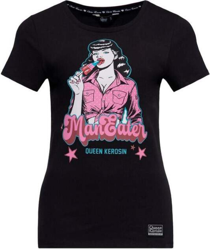 Rockabilly T-skjorte - Man Eater T-skjorte - XS til 4XL - Damer - svart