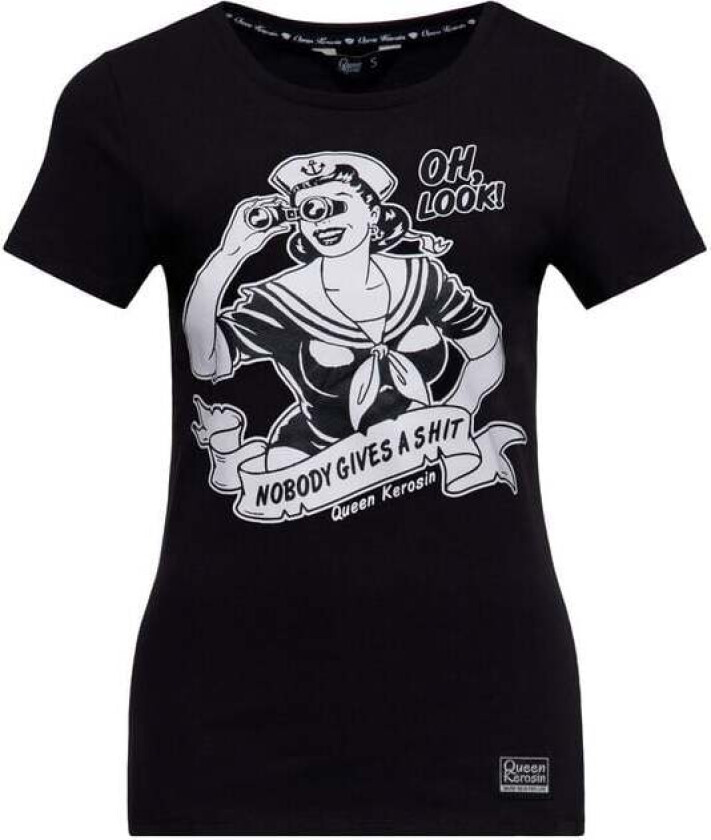 Rockabilly T-skjorte - nobody gives a shit - XS til 4XL - Damer - svart