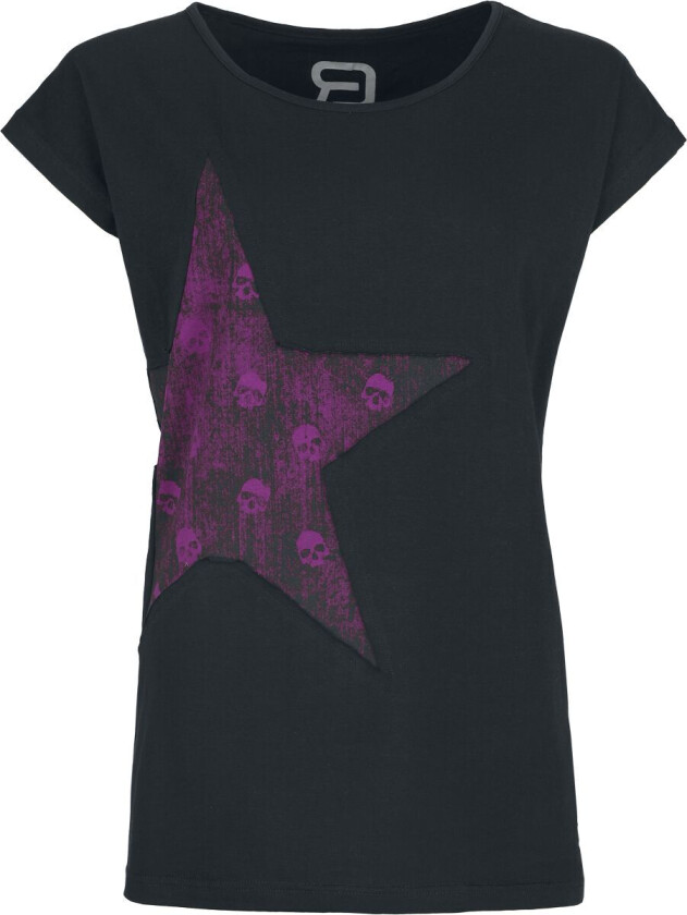 T-skjorte - T-skjorte med stjerne - S til XXL - Damer - svart