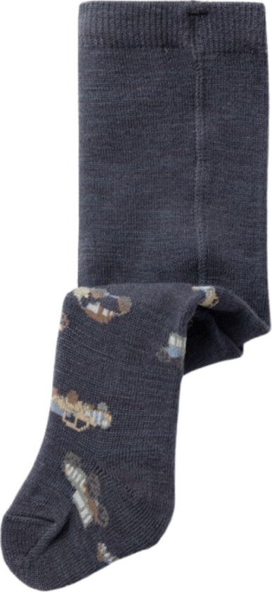 Strømpebukse i Ull Wak Biler Ombre Blue Jaquard - 62-68