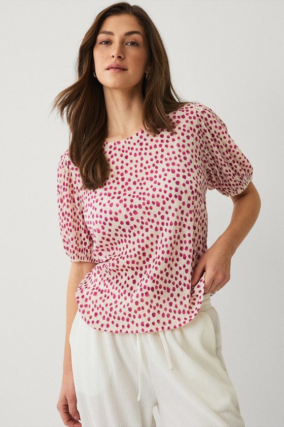 Topp med puffermer - Hvit