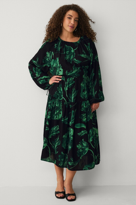 Kjole med ballongermer - Svart