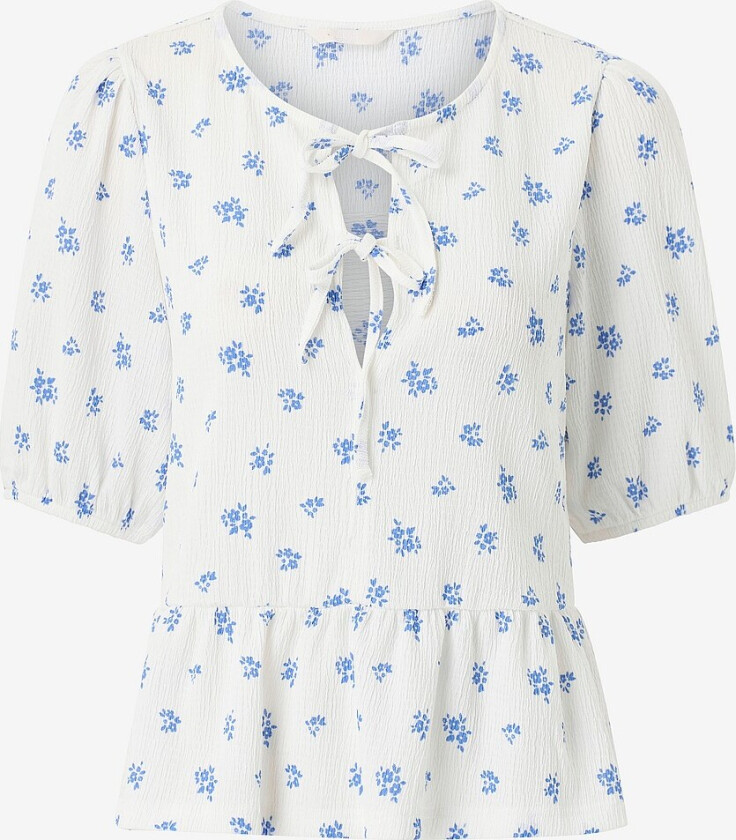 Peplumtopp med slips - Hvit