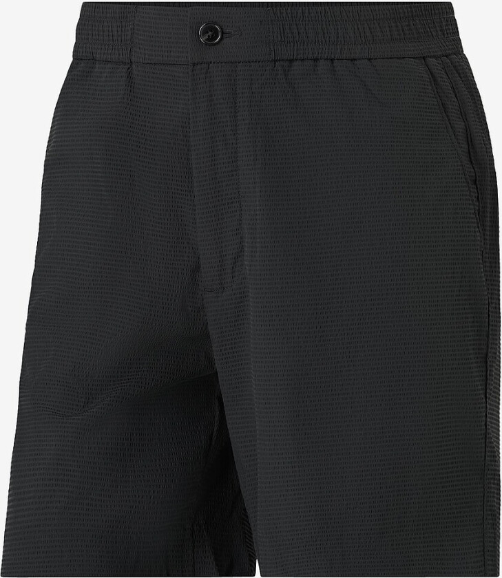 Shorts Straight Seersucker Elastic 7" S - Svart