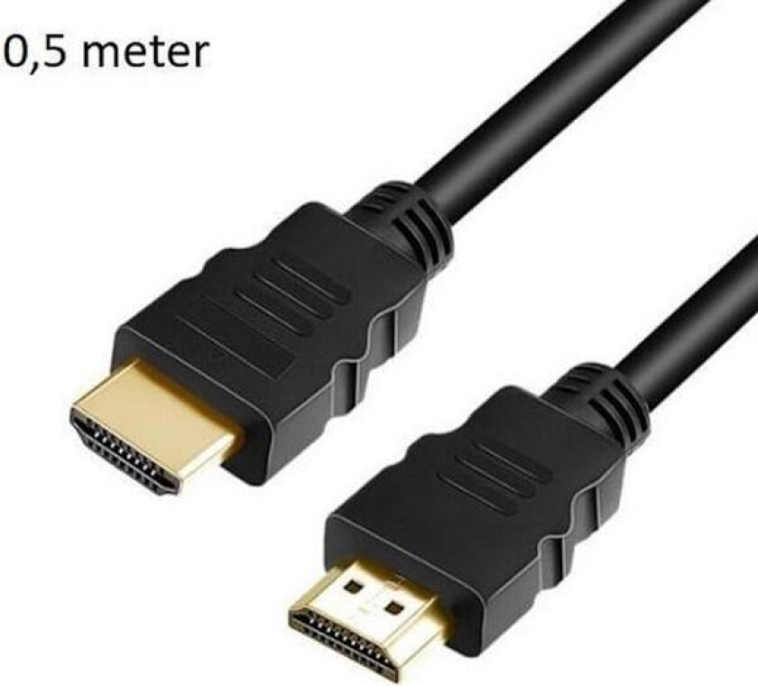 HDMI 1.4-kabel - Høyhastighets Ultra HDTV - 4K - 3D - Krombelagt gull - Svart - 0,5 meter