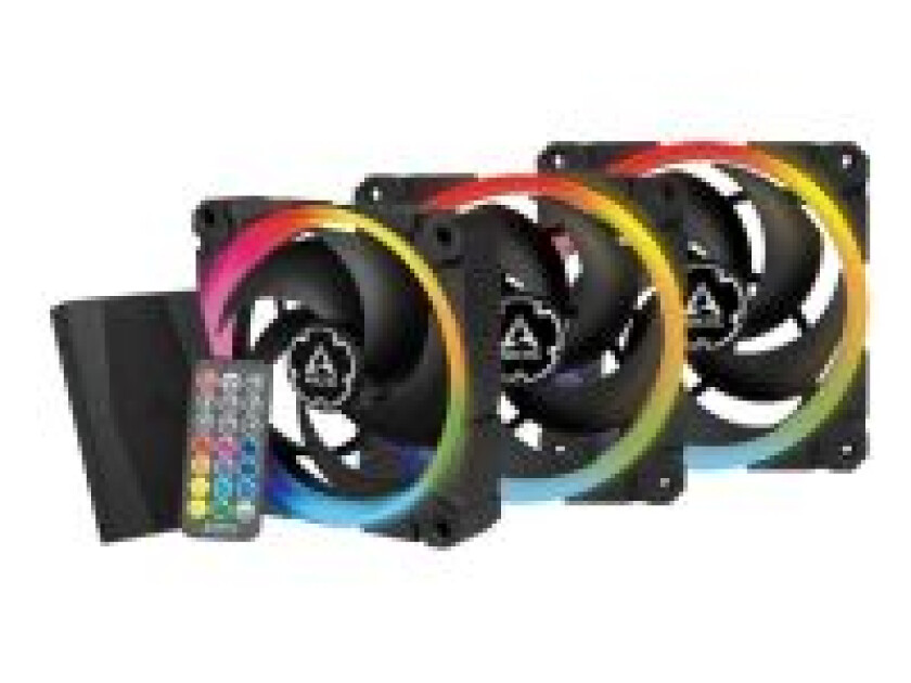 BioniX P120 A-RGB - 3-pack + Controller - Kabinettvifte - 120mm - Svart med RGB LED-lys - 13 dBA