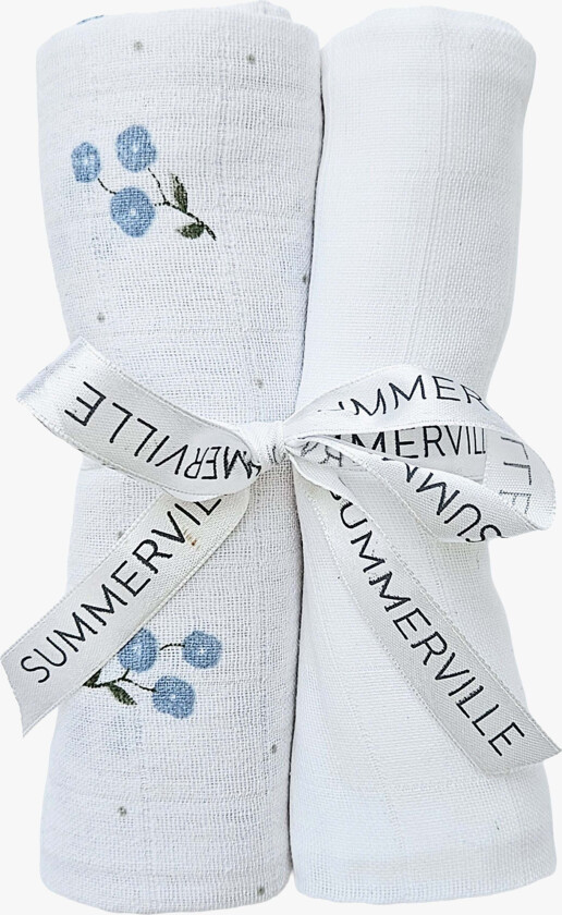 Organic Musselinteppe 2-Pakk Øko, Bluebell - Gulpekluter & Babytepper - Bomull