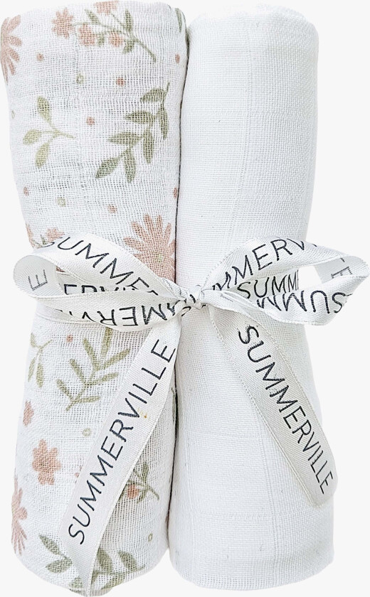 Organic Musselinteppe 2-Pakk Øko, Blossom - Gulpekluter & Babytepper - Bomull