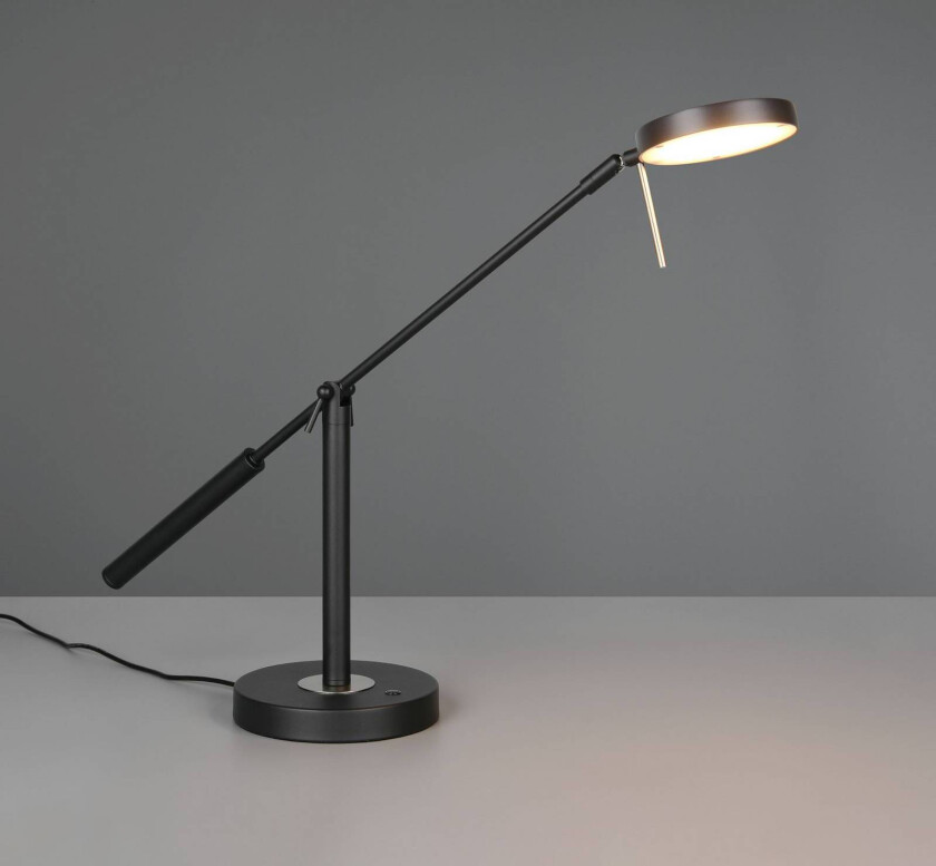 LED-bordlampe Monza, matt svart, høyde 52 cm, metall