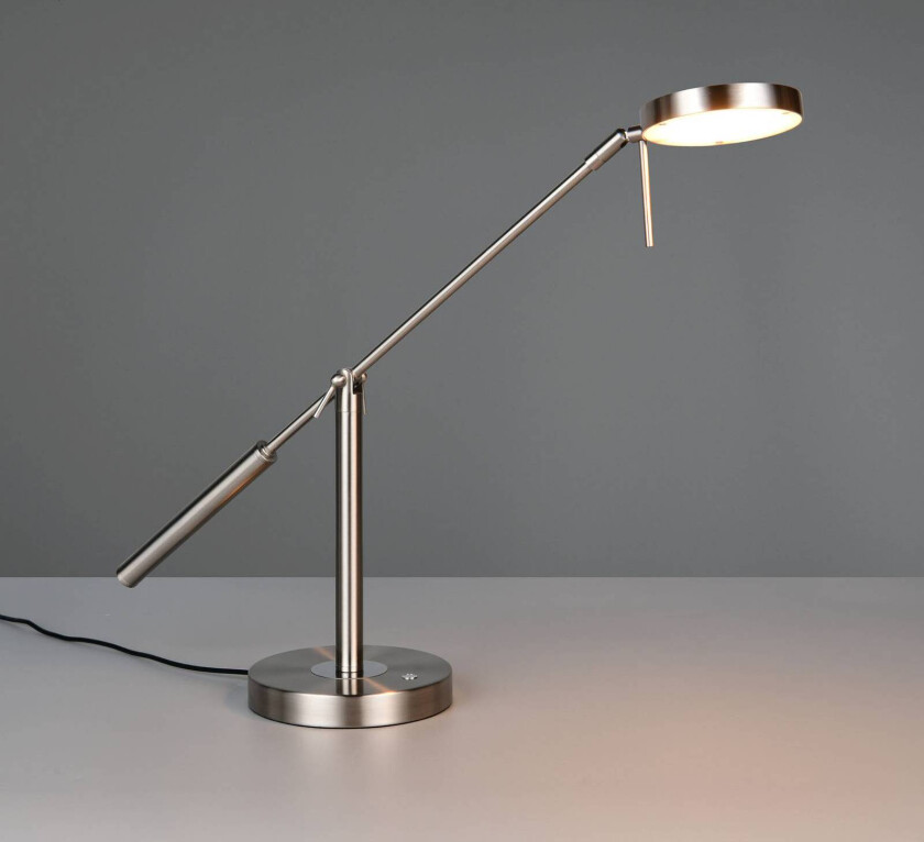 LED-bordlampe Monza, nikkelfarget, høyde 52 cm, metall