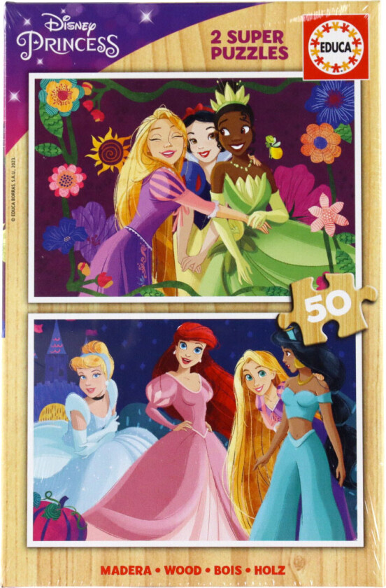 Puslespill - 2x50 Brikker - Disney Princess - - OneSize - Puslespill