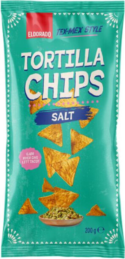 Tortilla Chips Tortilla chips med salt i store triangler laget med maismel