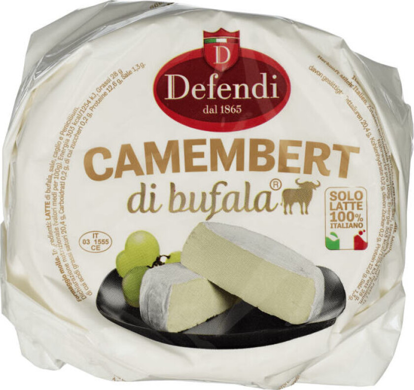 Camembert Bufala Pasteurisert camembert av bøffel melk fra nord i Italia, nær Bergamo.