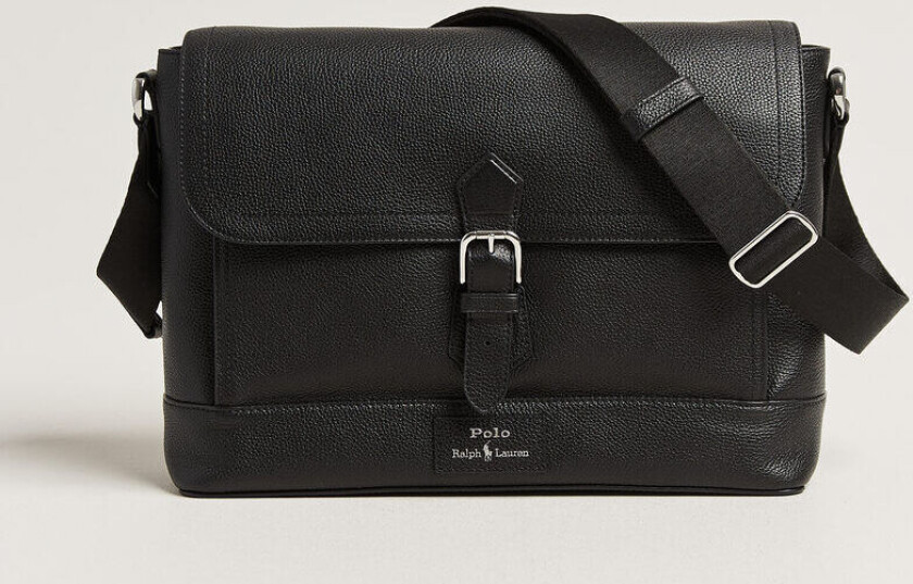 Polo Ralph Lauren Pebble Leather Messenger Bag Black