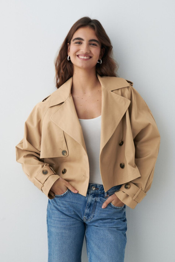- Short trench coat - trenchcoats - Beige - XL - Dame
