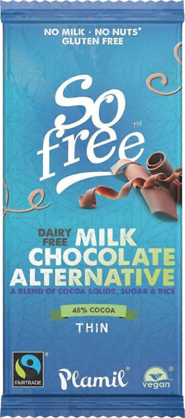 Sjokolade So free økologisk lys sjokolade er et alternativ til melkesjokolade og er basert på rispulver og kakao. Den er vegansk og allergivennlig og helt uten melk eller nøtter.