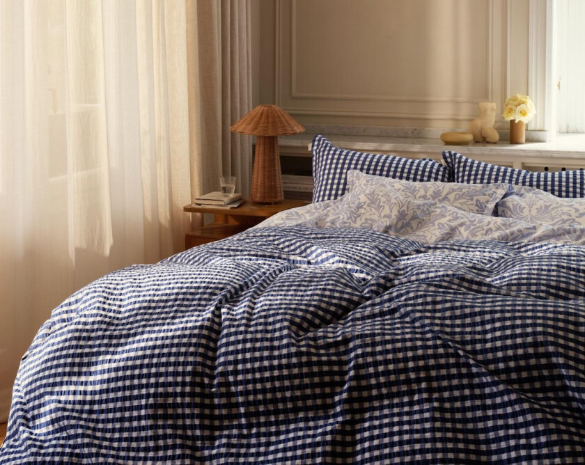 Sengesett Check Krepp Vintage-Blue 200x220