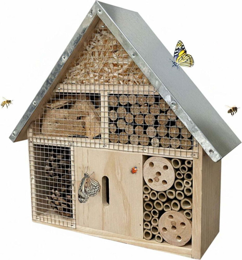 Værbestandig insekthotell med metalltak